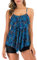 FLYILY Maillot de Bain 2 Pièces Femme Tankini Ensembles à Volants Maillot Haut Imprimé avec Short de Garçon(BlueLeaf,XXL)