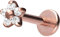 PIERCINGLINE TItan Labret Stecker Gewinde BLUME + 5 KRISTALLE Piercing Ohr Lippe Nase Roségoldfarben 1,2 x 5 mm