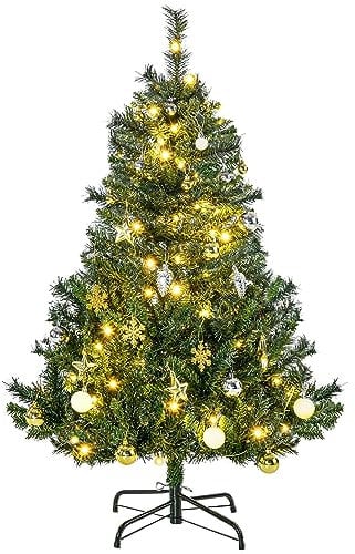 HOMCOM Weihnachtsbaum Tannenbaum mit Deko 80 LEDs 307 Spitzen Ø75 x 120H cm