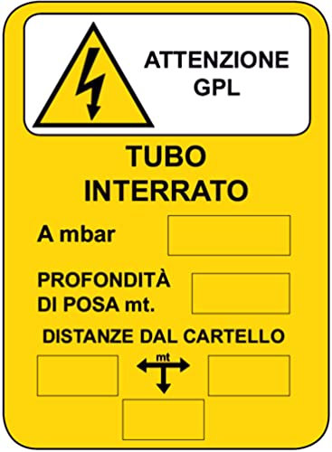 ADESIVO PERICOLO ATTENZIONE GPL TUBO INTERRATO (120 x 180 mm)