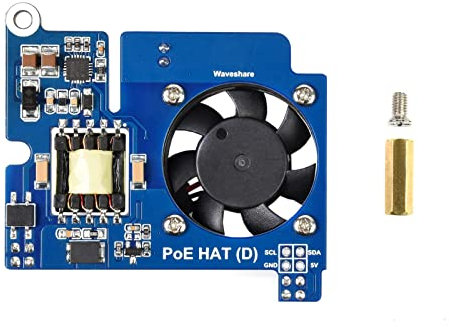 Waveshare Power Over Ethernet HAT (Type D) for Raspberry Pi 3B+/4B 802.3af-Compliant Tailored for Raspberry Pi Official Case