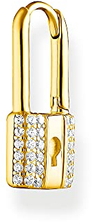 THOMAS SABO Sabo Damen Kreole Schloss 925er Sterlingsilber 750er Gelbgold Vergoldung mit Zirkonia Clipverschluss, CR680-414-14