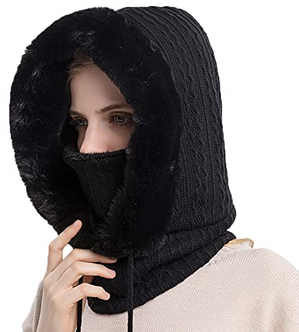 YAMEE Sturmhaube Damen Gesichtsmaske Winter Warme, Balaclava Schlupfmütze Skimütze Radfahren Mütze Schal, Kopfbedeckung Plüsch Samtkappe Skifahren Radfahren