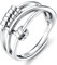 Fidget Anxiety 925 Sterling Silber Ring Frauen Männer Stapeln Spinner Ringe Sorgen Spin Ring Anti Angst Ringe Retro verstellbare Bandringe mit Perlen Fidge offenen Ringen