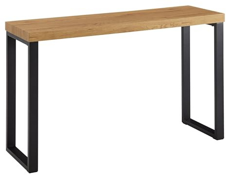 Wohnling Konsolentisch 120x39x75,5 cm Eiche-Dekor Schwarz | Anrichte für den Flur mit großer Ablagefläche, Flurtisch schmal mit Metallbeinen, Ablagetisch vielseitig