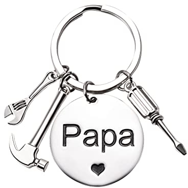 Cadeau De Fête Des Pères, Cadeau Papa Porte Clés Papa, Cadeau D'anniversaire Pour Homme Porte-clés Voiture En Acier Inoxydable Porte-clés Lettre Argent