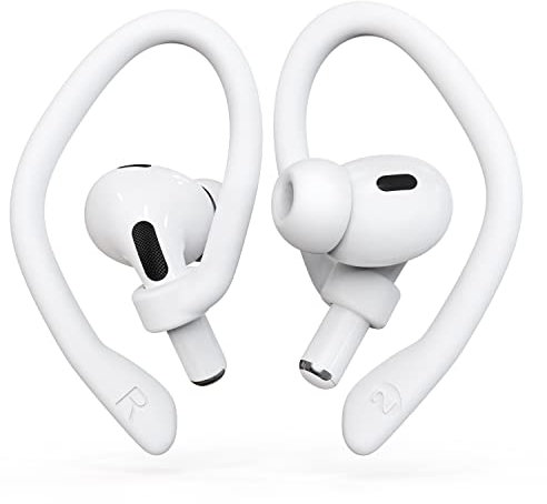 [2 Pairs] DamonLight Ear Hooks for AirPods Pro 2 & 1, AirPods 4 & 3 & 2 & 1, Airpod Ear Hook Snug Fit, Ergonomic Design, AirPods Accessories (Medium, White)