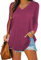 iChunhua Women Long Sleeve T Shirt V Neck Plain Loose Fit Basic Stretchy Tops Rose Medium