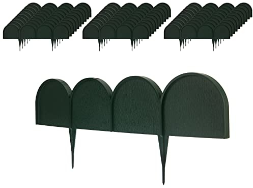 Evelyne Garteneinfassung in halbrund (halbkreisförmig), gewölbtes Design, 30 Stück, grüne Gartenlandschaftszaunfolie, Rasenkante, Barriere, 12,2 m, Set von dekorativen Rasenlandschaftsplatten,