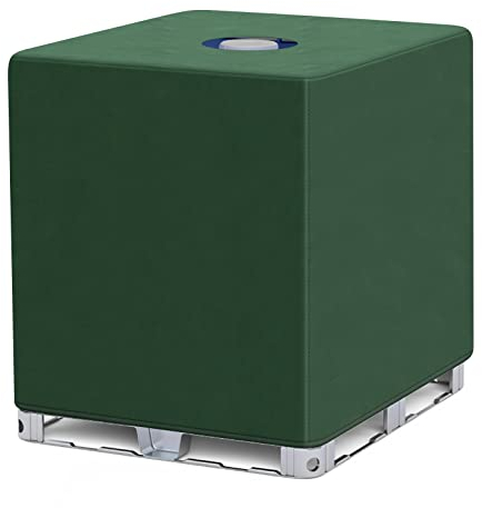 Container Cover 1000L Tank Abdeckung wasserdichte Schutzhaube 120x100x116 cm Abdeckplane UV-Folie Schutzhülle für IBC-Tank Behälter Container Regenwassertank(Grün)