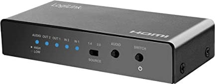 LogiLink HD0039 - HDMI-Switch 2x2-Port (2X Quellen & 2X Ausgänge), bidirekt, 4K/60 Hz, EDID, HDCP, HDR, Downscaler
