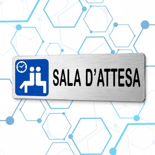 Nitek Targa Sala d’Attesa Adesiva in Alluminio Satinato 150 x 50 mm, Cartello Waiting Room per Porta, Studio Medico, Clinica, Ufficio e Centro Estetico