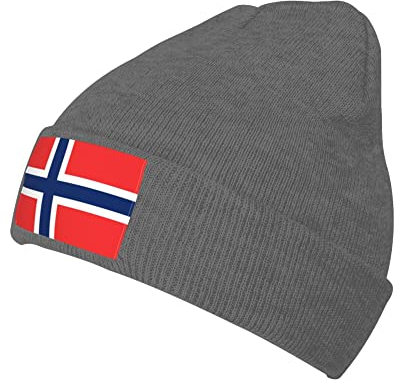 Strickmütze mit Flagge von Norwegen, Wintermütze für Damen und Herren, gestrickte Totenkopfmütze mit Bündchen, Acryl-Mütze für den täglichen Gebrauch