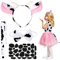 Fennoral 5tlg Kinder Kuhohren Stirnband Milchvieh Rinder Haarband Kuh Hörner Ohren Haarreif mit Fliege Schwanz Aufkleber Tierkostüm für Kindergeburtstag Karneval Halloween Fasching Party