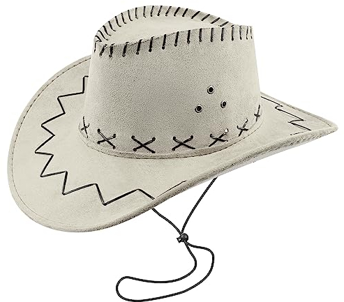 HMILYDYK Cowboyhut, Accessoire für Kostüme und Verkleidungen, breite Krempe, Western, Wild-West-Cowgirl-Hut, Beige