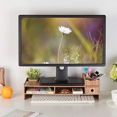Socobeta Rangement de Bureau, Supports TV pour Salon Support de Moniteur Support d'ordinateur Portable en Bois pour Support d'ordinateur Portable pour étagère TV/PC