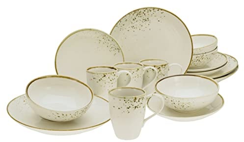 CreaTable, 14699, Serie Nature Collection Natural Living, 16-teiliges Geschirrset, Kombiservice aus Steinzeug, spülmaschinen- und mikrowellengeeignet, Qualitätsproduktion