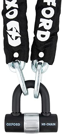 Oxford HD Motorcycle Motorbike Security Chain Hardened Steel Shackle Lock (Black,1.5m)
