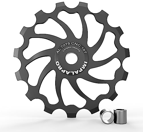 IMPALAPRO Bike Roulette de Derailleur pour Vélo 15T/17T AL 7075 avec Roulement Céramique - Poulie Derailleur - Galet Derailleur Shimano - Roue Jockey - Galet de Dérailleur Ceramique (15T Noir)