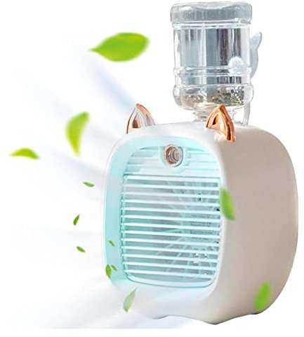 Ventilador Aire Portátil, Aire Acondicionado Pequeño Recargable 1200 MAh, Ventilador Nebulización Aire Acondicionado Con 3 Velocidades Viento Ajustables, Ventilador Enfriam