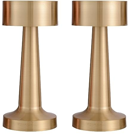Fivtsme Lampe de Table Sans Fil, 2PCS Lampe de Table Rechargeable, 3 Modes de Couleur, 1800mAh Lumiere Led Sans Fil en Métal Design Charge Usb, pour Chambre, Bureau, Salle à Manger
