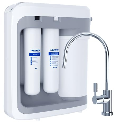 AQUAPHOR RO-206S Umkehrosmoseanlage - Reverse Osmosis System mit 5 Liter Wasserspeicher und 1 Wege Entnahmehahn für 1170 Liter Osmosewasser am Tag