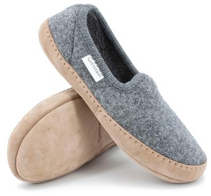 Gottstein Filzpantoffeln Cheyenne aus Mulesing-freier Schaf-Schurwolle – Handgefertigte Hausschuhe aus Wollfilz für Damen & Herren Größe EU 36-47 – Slipper mit gepolsterter Ledersohle