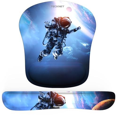 TECKNET Mauspad mit Handauflage, Gelkissen Mousepad und Ergonomische Memory Foam Tastatur Handgelenkauflage Set, Wasserdicht Mausunterlage für Computer und Laptop