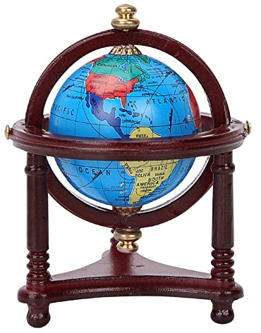 1:12 Puppenhaus Drehbarer Globus, Mini-Globus für Puppenhaus-Dekoration (Holz)