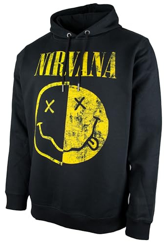 Amplified Schwerer Kapuzenpullover - Nirvana Spliced Logo, Schwarz, XXL