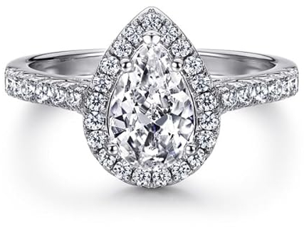 Molioaki Verlobungsring Damen Silber 925 Eheringe Simuliert Diamant Solitaire verlobungsringe mit 5.5 * 8.5 MM Birne Cut Zircon Ringe Frauen mit Geschenkbox Verlobung Hochzeit Geschenk-9