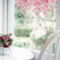 Tanlaby Kirschblüte Blume Fensterbilder Frühling Rosa Hängende Blumen Fensterfolie Selbsthaftend Wiederverwendbare Doppelseitige Statische Anti-Kollision Wohnzimmer Glas Fenster Türen Fensterdeko