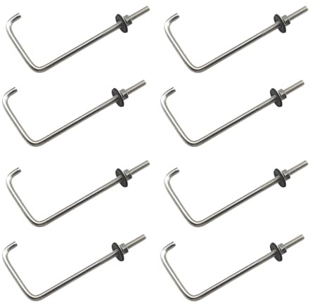Schraubhaken aus 304 Edelstahl, M6 x 40 x 120 mm, mit Muttern, Unterlegscheiben, Deckenmontage, Haken, Gewindeschrauben, 8 Stück