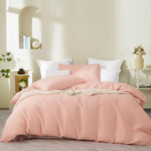 Boqingzhu Bettwäsche 135x200cm Rosa Pink Uni Weich Angenehm Microfaser Bettwäsche Set Bettbezug und Kissenbezug 80x80 cm mit Reißverschluss