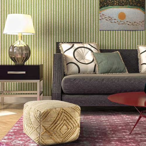 L.R. Resources, Inc Maxwell Pouf Ottomane aus Jute für den Innenbereich, naturbelassen, strukturiert, mit Diamanten, Bauernhaus, handgewebt