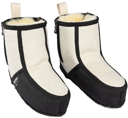 Sanofell Lammfellschuhe - Die Lammfellstiefel mit Leichter, Rutschfester Sohle für den Wohnbereich, in Farbe Natur oder schwarz