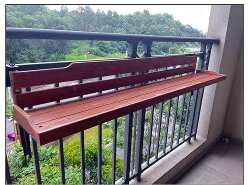 Mesa plegable balcon,mesa plegable balcon colgante,mesa plegable madera,barra de bar exterior jardin,Terraza Patio Porche Barandilla Decoración,Mesa Colgante for Balcón(B-L90*W20CM/L35.4*W7.9IN)