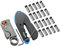 eSynic Pinza Crimpatrice a Compressione per RG6 RG59 + Estrattore Regolabile per Cavo Coassiale Rotante + 20 Connettori F-Tipo RG6, Set Pinze da Crimpare in Acciaio Carbonio - Blu