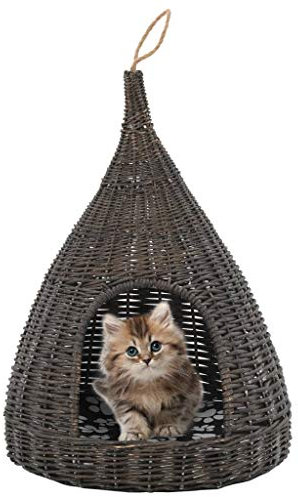 Homgoday Mobili Katzenkorb Kissen grau 40 x 60 cm Teepee Weide Natur,