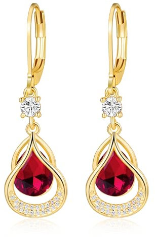 Gold Ohrringe Geburtsstein hängend ohrringe 14K gold hängend gold ohrringe Feine Schmuckstücke Geburtstagsgeschenke für Frauen(Gold Juli)