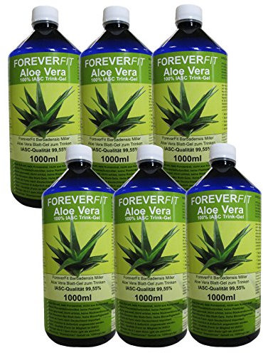 ForeverFit Aloe Vera Trinkgel 6 x 1000ml Barbadensis Miller Blattgel unverdünnt KEIN Saft KEIN Konzentrat OHNE künstliche Vitamine. Acemannan bis 1200mg/Liter. 30242