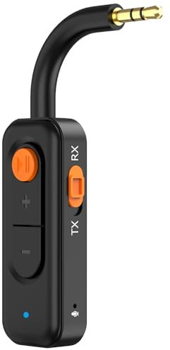 ZZOSRDR Bluetooth 5.4 Transmitter Receiver 2-in-1 Wireless Audio Adapter, Mini 3.5mm AUX Bluetooth Adapter for Home Car Airplane PC Audio Music Headphones TV Speakers