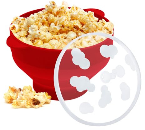 Popcorn Popper en silicone pour micro-ondes, bol pliable pour machine à popcorn au micro-ondes (rouge)