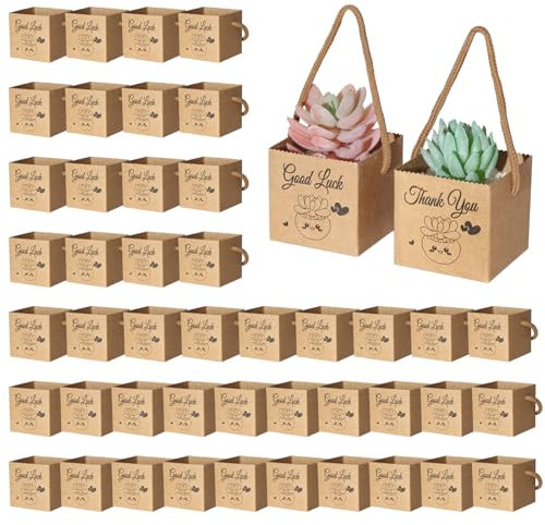 YALIOURS 50 PCS Succulent Wrap Bags for 2-2.5 Inch Pots, Succulent Gift Box for Wedding Favors, Baby Shower, Thank You Good Luck Gifts Box for Small Succulent Pots (Plants Not Included)