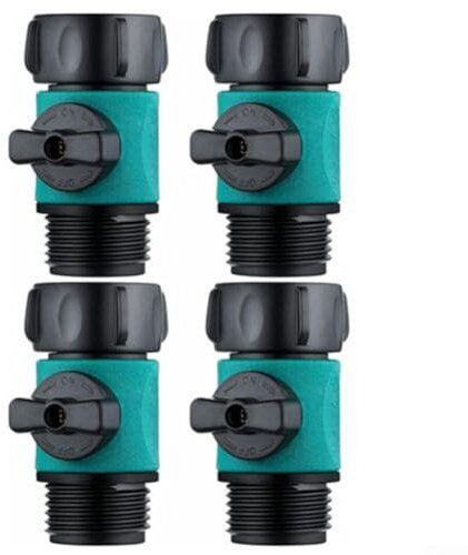 4 x Kunststoff-Gartenschlauchverbinder, Absperrventil für 3/4 Zoll Schläuche, PVC- und ABS-Konstruktion