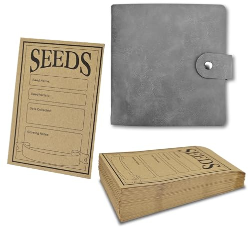 Huakaile Classeur noir de 12,7 cm en polyuréthane avec 50 poches et enveloppe, pochettes de rangement de graines de 8 x 12 cm, modèle de collecte auto-scellant pour plantation de légumes de jardin