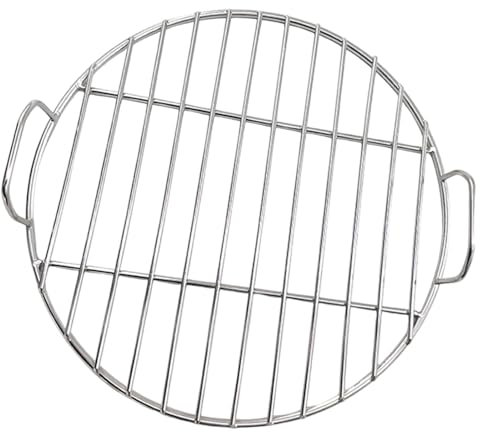 GLFLOW Runder Grillrost aus Edelstahl, tragbares Camping-Grillnetz, Grillrost mit Griff, 30, 35, 40 cm (35 cm)