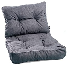 TexDeko® Loungekissen Gartenpolster Set mit Rückenkissen für Rattanmöbel Gartenkissen Premium, Wasserabweisende Polsterauflage Sitzkissen Gartenmöbel 45x45x12cm + 45x40x12cm (Grau)