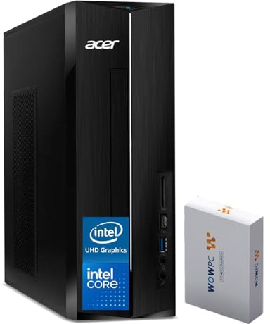 Acer Aspire 2025 - Ordinateur de bureau professionnel, processeur Intel Dual-Core, design ultra-silencieux, DVD-RW, lecteur de carte SD, support pour double moniteur 4K, clavier et souris, Windows 11
