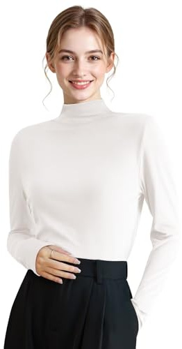 TERODACO Base Layer Women Mock Neck Stretchy Turtle Neck Tops | laides Long Sleeve Soft Underwear for Running Sports Gym,Quick Dry Seamless Breathable